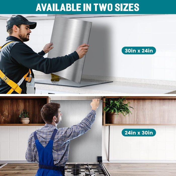 VENFAN 24" x 30" Stainless Steel Backsplash for Stove - Ultra Flat Metal Splatter Guard for Kitchen Wall, Stove Backsplash Panel with 4 Pre-Drilled Holes, Easy Install - Image 3