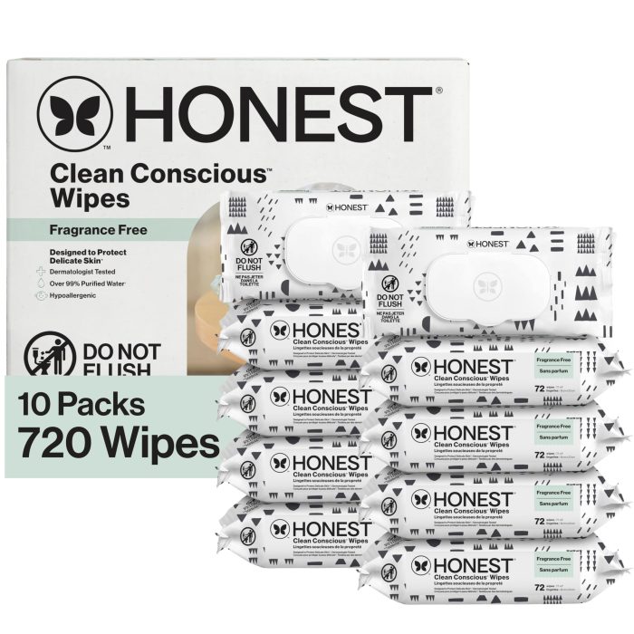 81iZCP4lGZL The Honest Company Hypoallergenic Multi-Use Baby Wipes for Sensitive Skin, Pattern Play, 720 Count - Image 1