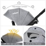 INFANS 2 in 1 Baby Stroller, High Landscape Infant Stroller & Reversible Bassinet Pram, Foldable Pushchair with Adjustable Canopy, Cup Holder, Storage Basket, Suspension Wheels (Grey) - Image 6