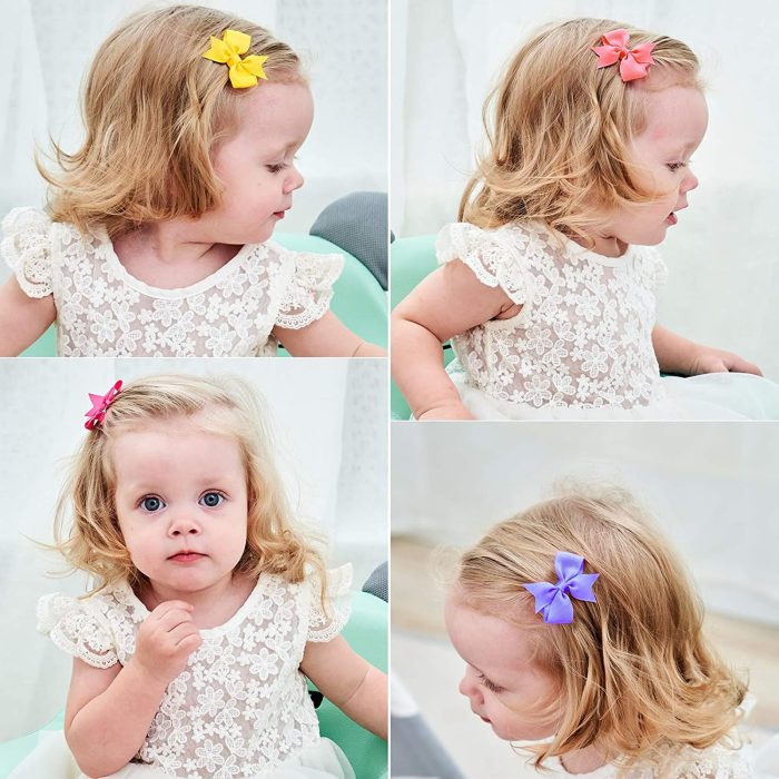 2" Baby Hair Clips Fully Lined Bows Tiny Alligator Clips for Infants and Toddlers in Pairs - Image 8