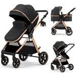 Accombe 2 in 1 Baby Stroller, Convertible Bassinet Pushchair for Infants and Newborns 0-36 Months