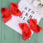 DEEKA 2 PCS 6" Big Hand-made Grosgrain Ribbon Solid Color Hair Bows Alligator Clips Hair Accessories for Little Teen Toddler Girls Kids Set of 2 -Red - Image 3