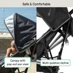 Ingenuity 3D Mini Convenience Stroller – Lightweight Stroller with Compact Fold, Multi-Position Recline, Canopy with Pop Out Sun Visor and More – Umbrella Stroller for Travel and More, Gray - Image 4