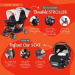 Baby Trend Infant and Toddler Double Stroller & Car Seat Combo, 2 Pc Set, Khaki - Portable and Lightweight Stroller Duo and Car Seat Travel System Tandem - Image 9
