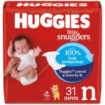Huggies Size Newborn Diapers, Little Snugglers Baby Diapers, Size Newborn (up to 10 lbs), 31 Count, Packaging May Vary