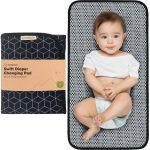 KeaBabies Portable Diaper Changing Pad, Easy Wipe Clean - Foldable Waterproof Baby Changing Mat for Diaper Bag, Compact, Lightweight, 25x13 Newborn, Infant, Baby Changer Travel Essential (Black Geo)