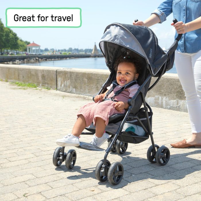 Ingenuity 3D Mini Convenience Stroller – Lightweight Stroller with Compact Fold, Multi-Position Recline, Canopy with Pop Out Sun Visor and More – Umbrella Stroller for Travel and More, Gray - Image 6