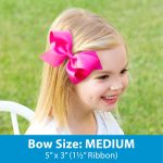 Wee Ones Girls' Classic Grosgrain Hair Bows with Plain Wrap Center, No-Slip Hair Clip, Handmade, White, Medium - Image 5