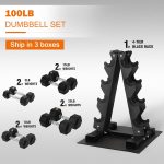 Rubber Coated Hex Dumbbell Set with Rack – 100 to 550 LB Options, Anti-Slip - Image 3