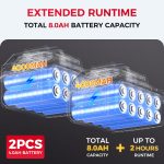 SOARFLY Upgraded Cordless Electric Tiller for Gardening, Total 8.0Ah Battery Powered Mini Cultivator with 2×4.0AH Batteries, 9" Width, 6.6" Depth, 48 Steel Tines Rototiller for Soil Cultivation - Image 9