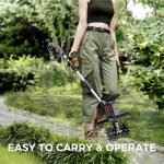 SOARFLY Upgraded Cordless Electric Tiller for Gardening, Total 8.0Ah Battery Powered Mini Cultivator with 2×4.0AH Batteries, 9" Width, 6.6" Depth, 48 Steel Tines Rototiller for Soil Cultivation - Image 3